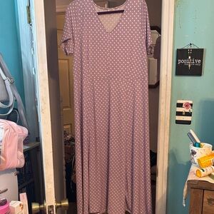 Talbots Lavender Polka Dot V‑Neck Maxi Dress Size 1X